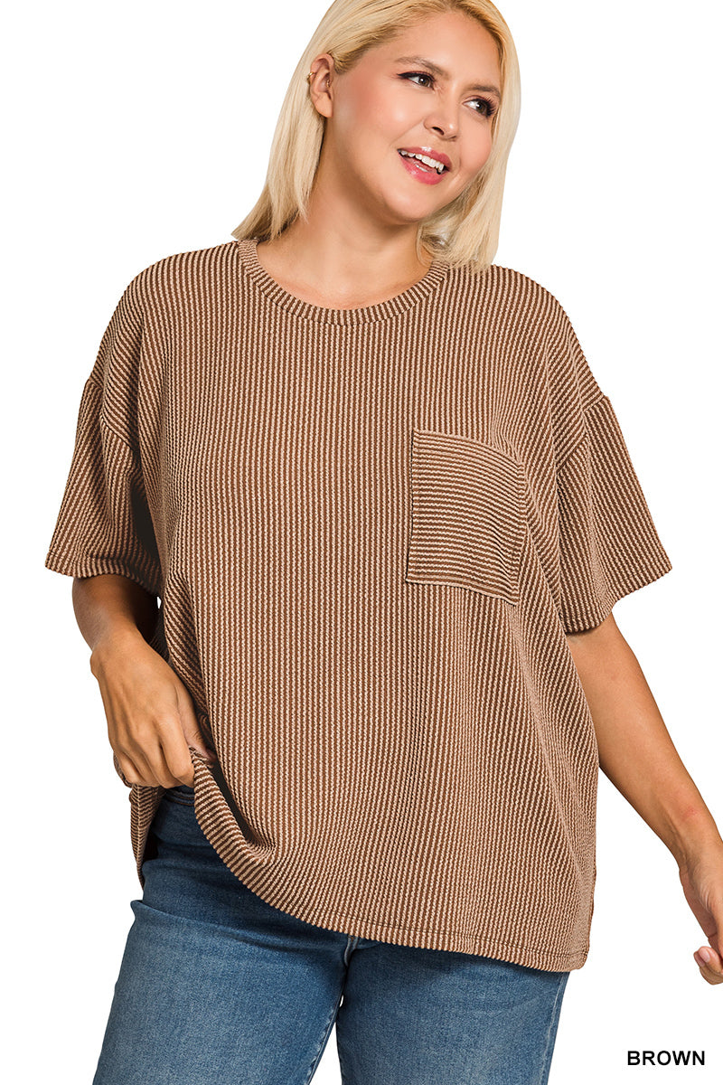 Curvy Everyday Ribbed Pocket Top