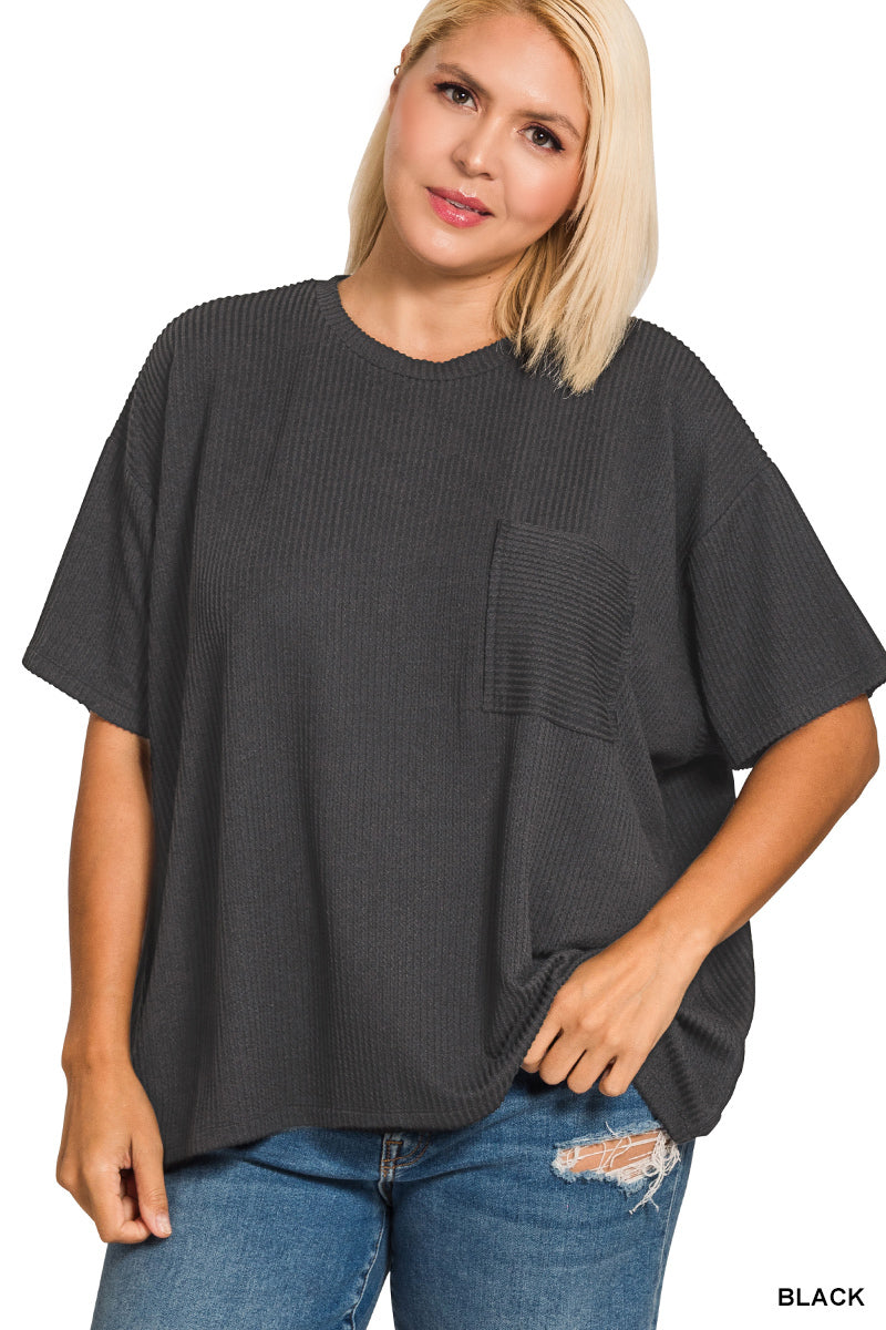 Curvy Everyday Ribbed Pocket Top