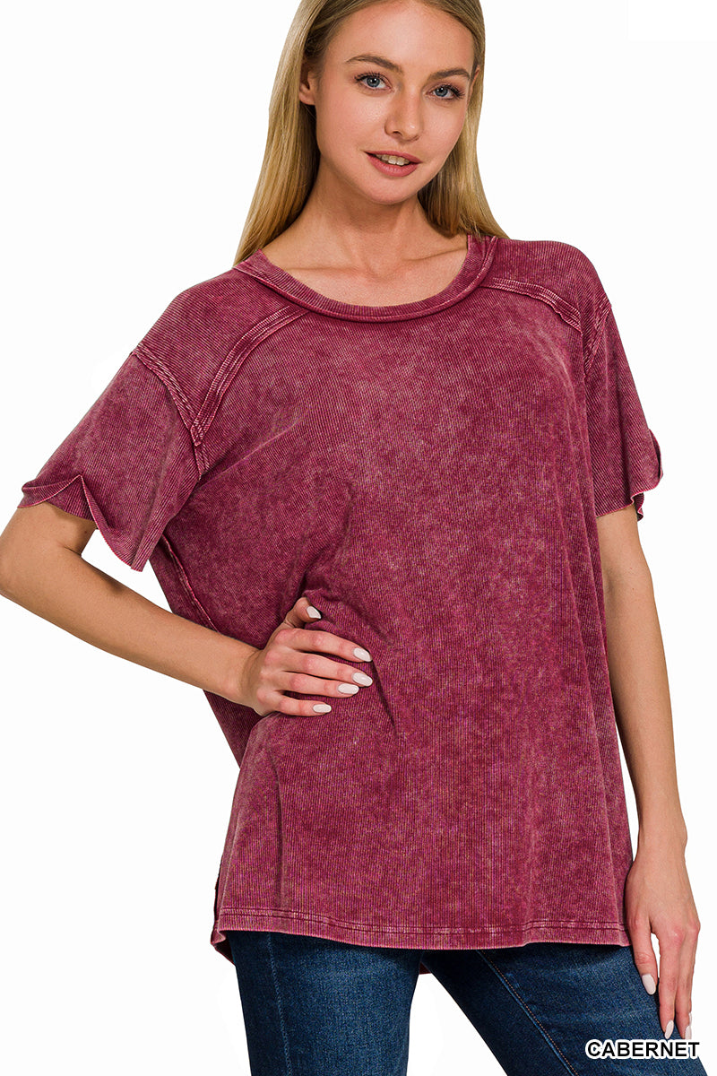 Ribbed Boat Neck Top