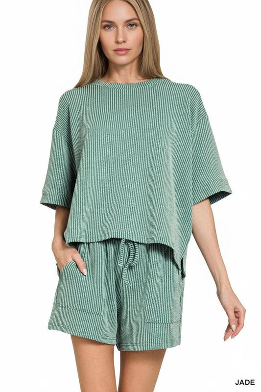 Corded Rib Tee & Shorts Set